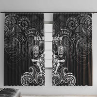 All Black Window Curtain New Zealand Rugby Mascot Maori DT02 With Hooks Black - Polynesian Pride