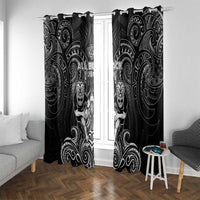 All Black Window Curtain New Zealand Rugby Mascot Maori DT02 With Grommets Black - Polynesian Pride