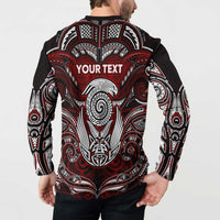 Personalized New Zealand Aotearoa Rugby Button Sweatshirt Maori Fern Tattoo Art DT02 - Polynesian Pride