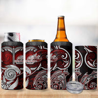 New Zealand Aotearoa Rugby 4 in 1 Can Cooler Tumbler Maori Fern Tattoo Art DT02 - Polynesian Pride