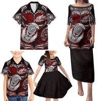 Personalized New Zealand Aotearoa Rugby Family Matching Puletasi and Hawaiian Shirt Maori Fern Tattoo Art DT02 - Polynesian Pride