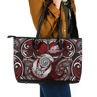 New Zealand Aotearoa Rugby Leather Tote Bag Maori Fern Tattoo Art