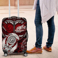 New Zealand Aotearoa Rugby Luggage Cover Maori Fern Tattoo Art DT02 Red - Polynesian Pride