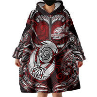Personalized New Zealand Aotearoa Rugby Wearable Blanket Hoodie Maori Fern Tattoo Art DT02 - Polynesian Pride