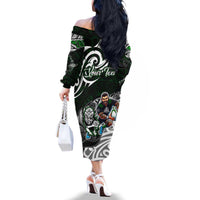 Personalized NZ Aotearoa Rugby Family Matching Off The Shoulder Long Sleeve Dress and Hawaiian Shirt New Zealand Silver Fern DT02 - Polynesian Pride