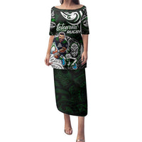 Personalized NZ Aotearoa Rugby Family Matching Puletasi and Hawaiian Shirt New Zealand Silver Fern DT02 Mom's Dress Green - Polynesian Pride