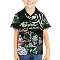 Personalized NZ Aotearoa Rugby Family Matching Short Sleeve Bodycon Dress and Hawaiian Shirt New Zealand Silver Fern