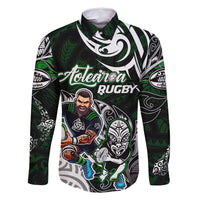 Personalized NZ Aotearoa Rugby Family Matching Summer Maxi Dress and Hawaiian Shirt New Zealand Silver Fern DT02 Dad's Shirt - Long Sleeve Green - Polynesian Pride