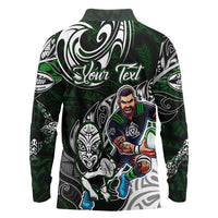 Personalized NZ Aotearoa Rugby Long Sleeve Polo Shirt New Zealand Silver Fern