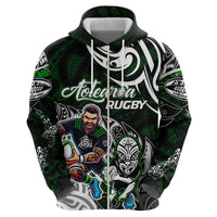 Personalized NZ Aotearoa Rugby Zip Hoodie New Zealand Silver Fern DT02 - Polynesian Pride