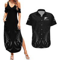 New Zealand Couples Matching Summer Maxi Dress and Hawaiian Shirt Rugby 2023 Champions Black DT02 Black - Polynesian Pride