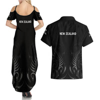 New Zealand Couples Matching Summer Maxi Dress and Hawaiian Shirt Rugby 2023 Champions Black DT02 - Polynesian Pride