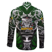 Personalised Warriors Maori Darts Family Matching Short Sleeve Bodycon Dress and Hawaiian Shirt New Zealand Darts Silver Fern DT02 - Polynesian Pride