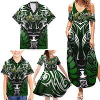 Personalised Warriors Maori Darts Family Matching Summer Maxi Dress and Hawaiian Shirt New Zealand Darts Silver Fern DT02 - Polynesian Pride