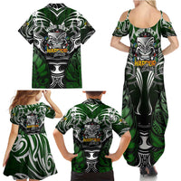 Personalised Warriors Maori Darts Family Matching Summer Maxi Dress and Hawaiian Shirt New Zealand Darts Silver Fern DT02 - Polynesian Pride