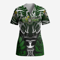 Personalised Warriors Maori Darts Scrub Top New Zealand Darts Silver Fern - Polynesian Pride