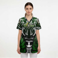 Personalised Warriors Maori Darts Scrub Top New Zealand Darts Silver Fern - Polynesian Pride