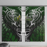 Warriors Maori Darts Window Curtain New Zealand Darts Silver Fern DT02 With Hooks Green - Polynesian Pride