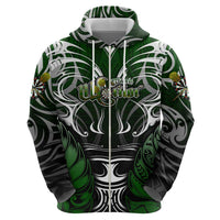 Personalised Warriors Maori Darts Zip Hoodie New Zealand Darts Silver Fern DT02 - Polynesian Pride