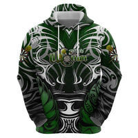 Personalised Warriors Maori Darts Zip Hoodie New Zealand Darts Silver Fern DT02 - Polynesian Pride