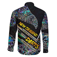 Personalised New Zealand Darts Family Matching Off The Shoulder Long Sleeve Dress and Hawaiian Shirt NZ Paua Shell Maori Fern DT02 - Polynesian Pride