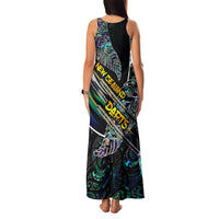 Personalised New Zealand Darts Family Matching Tank Maxi Dress and Hawaiian Shirt NZ Paua Shell Maori Fern DT02 - Polynesian Pride