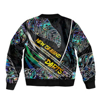 Personalised New Zealand Darts Sleeve Zip Bomber Jacket NZ Paua Shell Maori Fern DT02 - Polynesian Pride