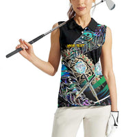 Personalised New Zealand Darts Women Sleeveless Polo Shirt NZ Paua Shell Maori Fern