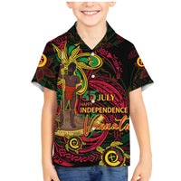 Custom Vanuatu 45th Independence Anniversary Family Matching Mermaid Dress and Hawaiian Shirt Flower Melanesian Namele Turtle DT02 Son's Shirt Black - Polynesian Pride
