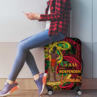 Vanuatu 45th Independence Anniversary Luggage Cover Flower Melanesian Namele Turtle - Polynesian Pride