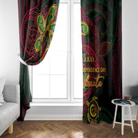 Vanuatu 45th Independence Anniversary Window Curtain Flower Melanesian Namele Turtle - Polynesian Pride