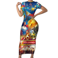 Custom The Philippines 126th Independence Anniversary Family Matching Short Sleeve Bodycon Dress and Hawaiian Shirt Art Style DT02 Mom's Dress Art - Polynesian Pride
