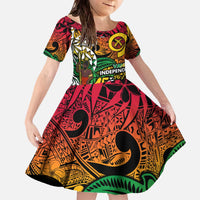 Personalized Vanuatu 45th Independence Anniversary Family Matching Off The Shoulder Long Sleeve Dress and Hawaiian Shirt Melanesian Pattern Reggae - Polynesian Pride