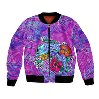 Dolphin Polynesia Bomber Jacket Hibiscus Tropical Wave - Purple Vibes DT02 Unisex Purple - Polynesian Pride