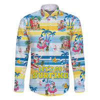 Surfing Christmas Family Matching Off Shoulder Long Sleeve Dress and Hawaiian Shirt Tropical Santa Let's Go Surfing DT02 Dad's Shirt - Long Sleeve Art - Polynesian Pride
