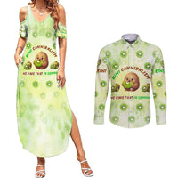 Kiwi Cannibalism Couples Matching Summer Maxi Dress and Long Sleeve Button Shirt New Zealand Kiwi Cute Bird Funny DT02 Green - Polynesian Pride