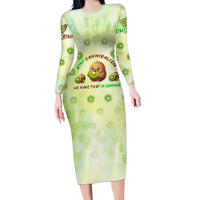 Kiwi Cannibalism Family Matching Long Sleeve Bodycon Dress and Hawaiian Shirt New Zealand Kiwi Cute Bird Funny DT02 Mom's Dress Green - Polynesian Pride