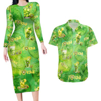 I Love Kiwi Couples Matching Long Sleeve Bodycon Dress and Hawaiian Shirt New Zealand Kiwi Fruit Summer Cocktail DT02 Green - Polynesian Pride