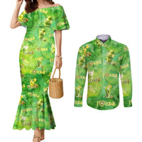 I Love Kiwi Couples Matching Mermaid Dress and Long Sleeve Button Shirt New Zealand Kiwi Fruit Summer Cocktail DT02 Green - Polynesian Pride