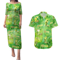 I Love Kiwi Couples Matching Puletasi and Hawaiian Shirt New Zealand Kiwi Fruit Summer Cocktail DT02 Green - Polynesian Pride