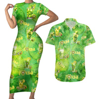 I Love Kiwi Couples Matching Short Sleeve Bodycon Dress and Hawaiian Shirt New Zealand Kiwi Fruit Summer Cocktail DT02 Green - Polynesian Pride