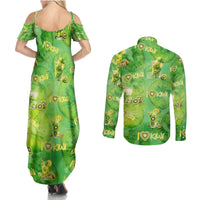 I Love Kiwi Couples Matching Summer Maxi Dress and Long Sleeve Button Shirt New Zealand Kiwi Fruit Summer Cocktail DT02 - Polynesian Pride