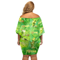I Love Kiwi Off Shoulder Short Dress New Zealand Kiwi Fruit Summer Cocktail