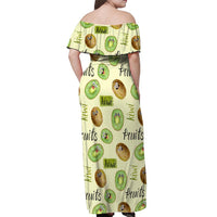 Kiwi Cute Humorous Off Shoulder Maxi Dress New Zealand Fruit DT02 - Polynesian Pride