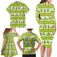 New Zealand Kiwi Fruit Witty Kiwi Bird Family Matching Long Sleeve Bodycon Dress and Hawaiian Shirt DT02 - Polynesian Pride