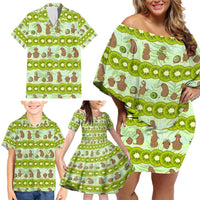 New Zealand Kiwi Fruit Witty Kiwi Bird Family Matching Off Shoulder Short Dress and Hawaiian Shirt DT02 - Polynesian Pride
