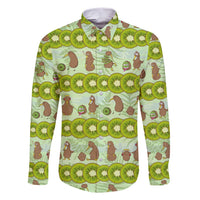 New Zealand Kiwi Fruit Witty Kiwi Bird Family Matching Short Sleeve Bodycon Dress and Hawaiian Shirt DT02 Dad's Shirt - Long Sleeve Green - Polynesian Pride