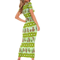 New Zealand Kiwi Fruit Witty Kiwi Bird Family Matching Short Sleeve Bodycon Dress and Hawaiian Shirt DT02 - Polynesian Pride