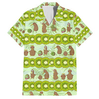 New Zealand Kiwi Fruit Witty Kiwi Bird Family Matching Tank Maxi Dress and Hawaiian Shirt DT02 Dad's Shirt - Short Sleeve Green - Polynesian Pride