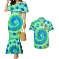 Just a Girl Who Loves Kiwis Couples Matching Mermaid Dress and Hawaiian Shirt New Zealand Tie Dye DT02 Green - Polynesian Pride